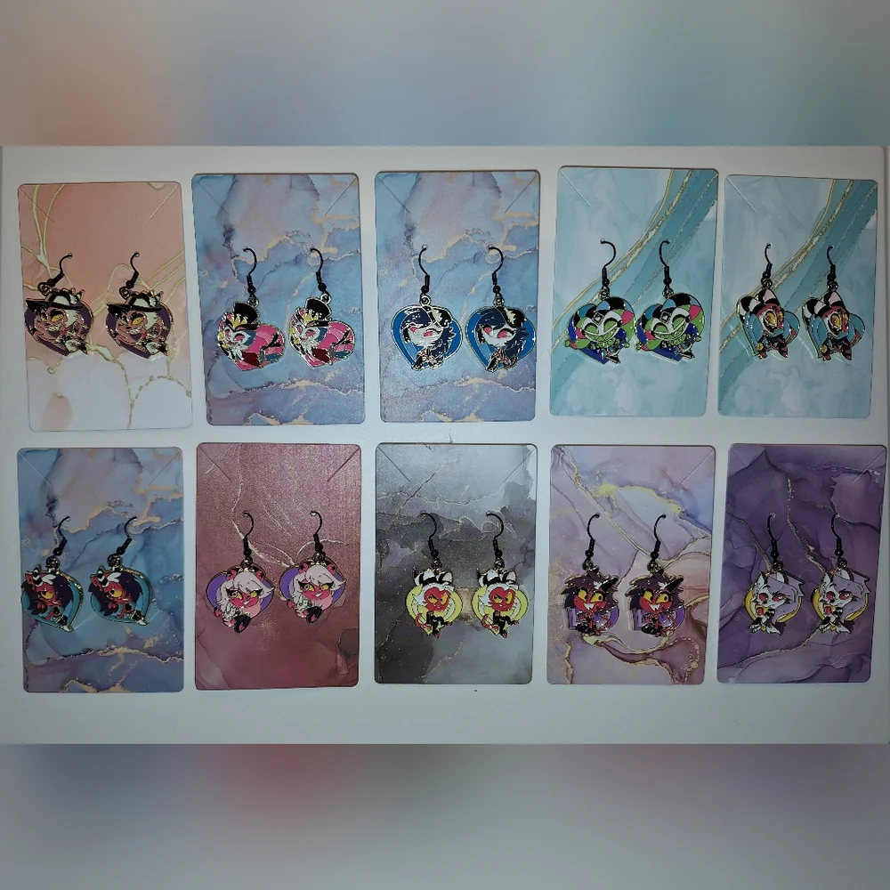 Helluva Boss Earrings Handmade Hypoallergenic Heart Shape‎ Dangle Sally Mae